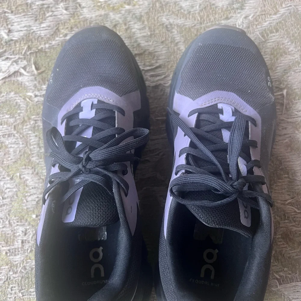 On Running Women’s Cloudrunner Black and Purple Sneakers - Picture 7 of 7